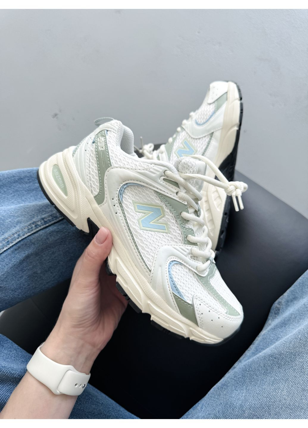 Бежеві Осінні кросівки чоловічі new balance 530 beige / mint нью беланс 530 No Brand