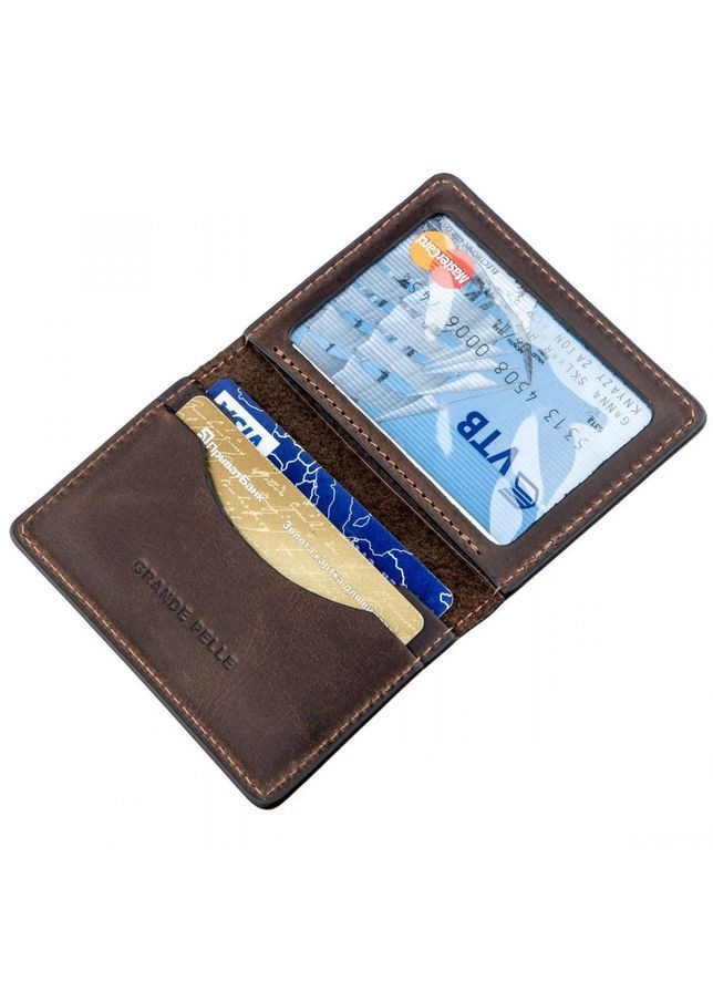 Кожаная обложка на права тёмно-коричневого цвета 221120 Grande Pelle (303831551)