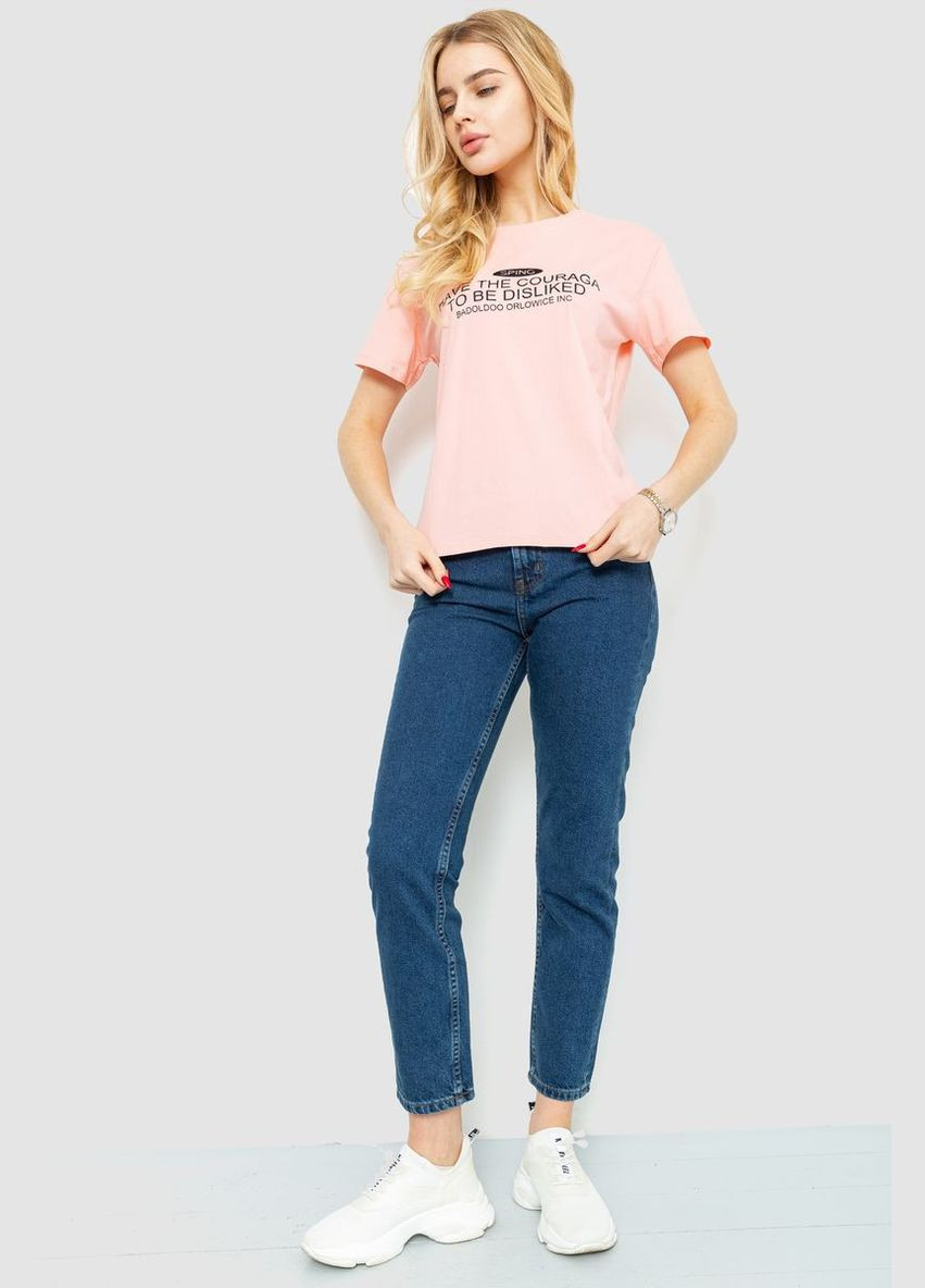 Розовая демисезон футболка женская с принтом, цвет оливковый, Ager