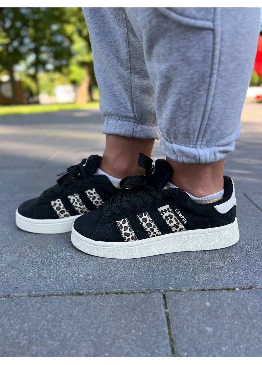 Черные летние кроссовки adidas campus black leopard адидас кампус No Brand