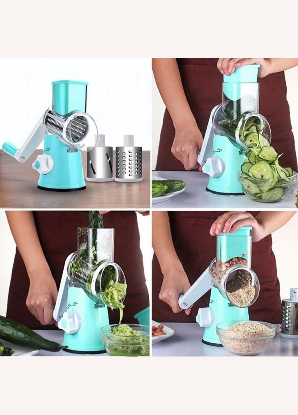 Універсальна ручна овочерізка подрібнювач терка мультислайсер Блакитний Kitchen Master (301796686)