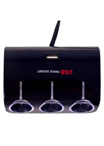 Автомобільний розгалужувач прикурювача VOIN 3 виходу 1USB 1000mA 12/24V (SC-3073) Yantu (359464691)
