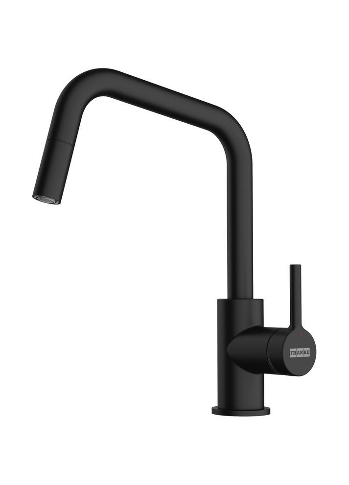 Смеситель для кухни Lina U Pull Down, длина излива - 251мм, вытяжной, поворотный, 1рычажный, черный матовый FRANKE (360403037)