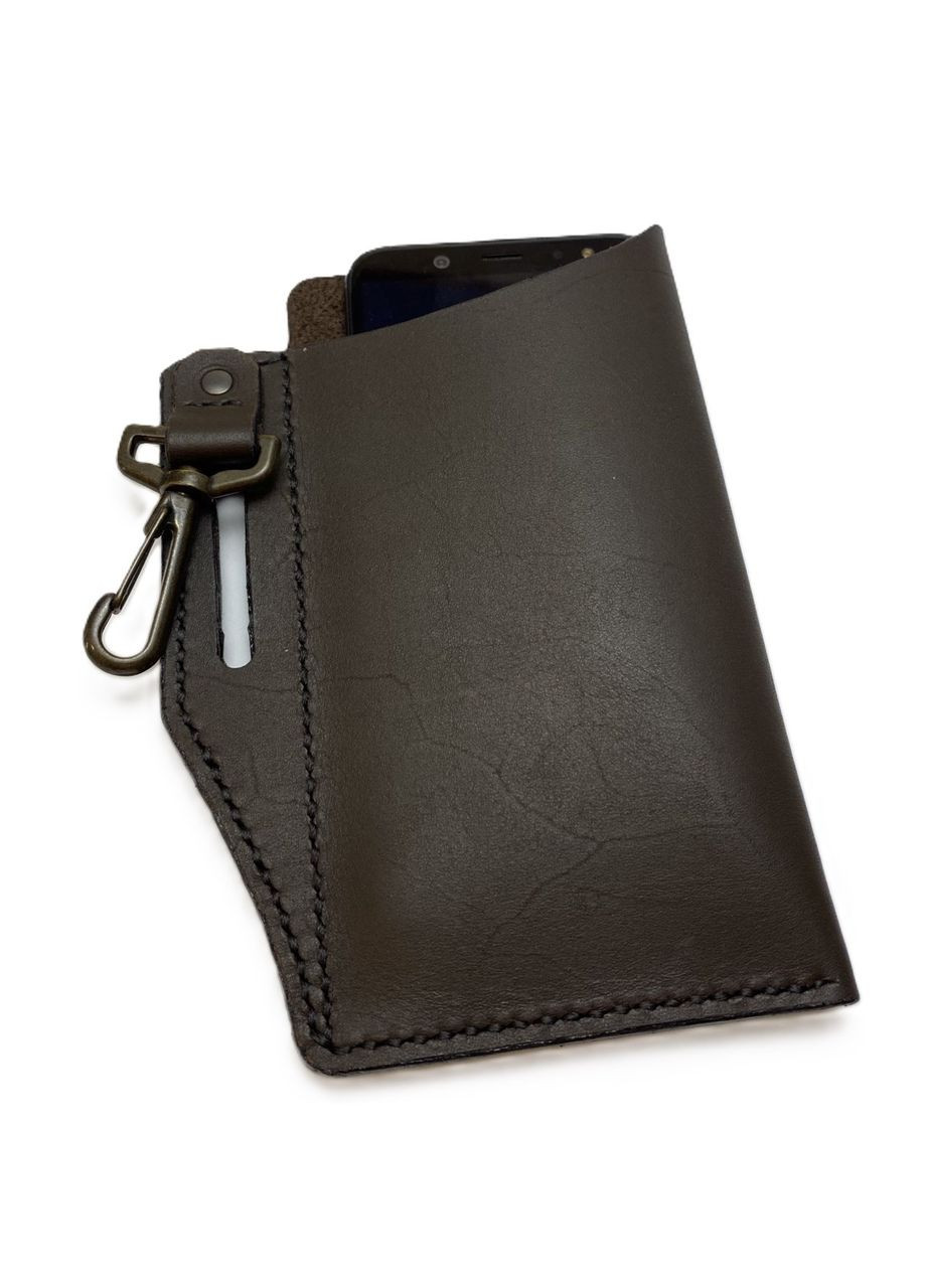 Чехол для смартфона из кожи на пояс коричневый No Brand (355340088)