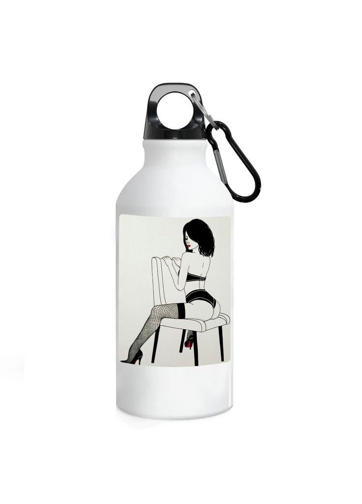 Фляга (бутылка) для воды с карабином Металлическая #08 500 мл Белый No Brand (323640014)