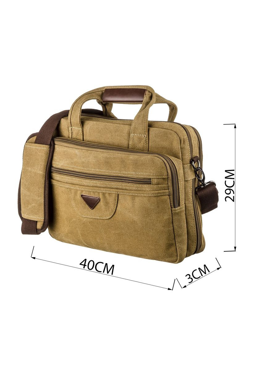 Сумка текстильная для ноутбука с двумя отделениями через плечо хаки (sku_20181) No Brand (328922139)