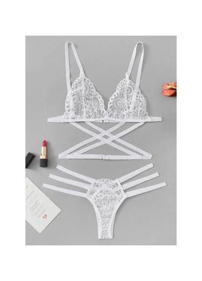 Білий комплект білизни з переплетеннями No Brand