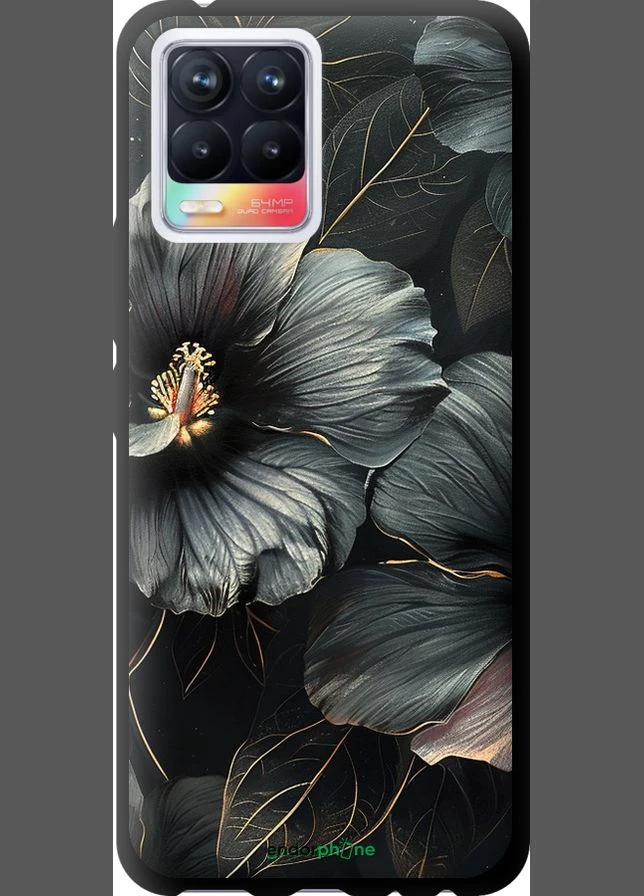 Чохол на Realme 8 Чорні квіти "6031b-2303-70447" Endorphone (373627970)