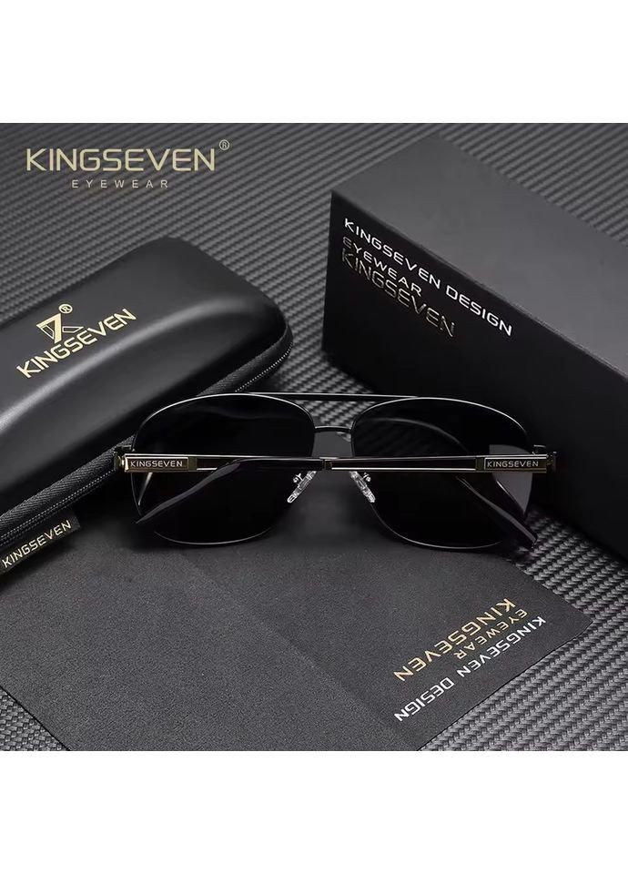 Чоловічі поляризаційні сонцезахисні окуляри N738 Gold Green KINGSEVEN (359397232)