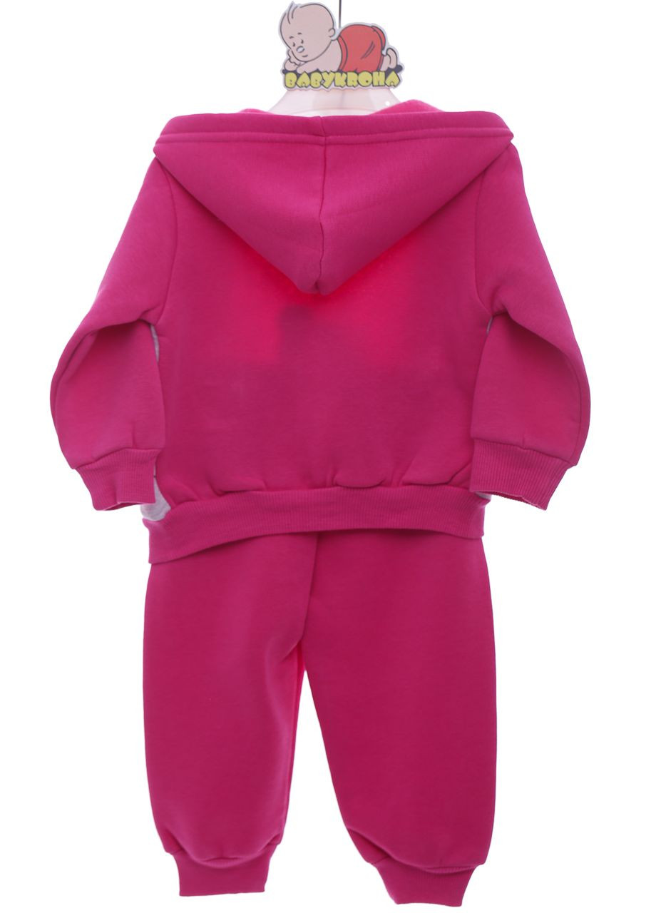 Розовый демисезонный костюм на флисе для девочки трикотажный мишка розовый 68 см (37276) BABYKROHA