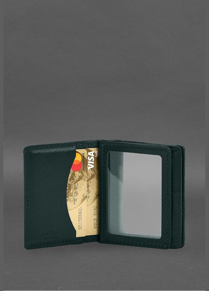 Кожаная обложка для водительского удостоверения, ID и пластиковых карт 2.1 зеленая (A-028615) BlankNote (328444641)