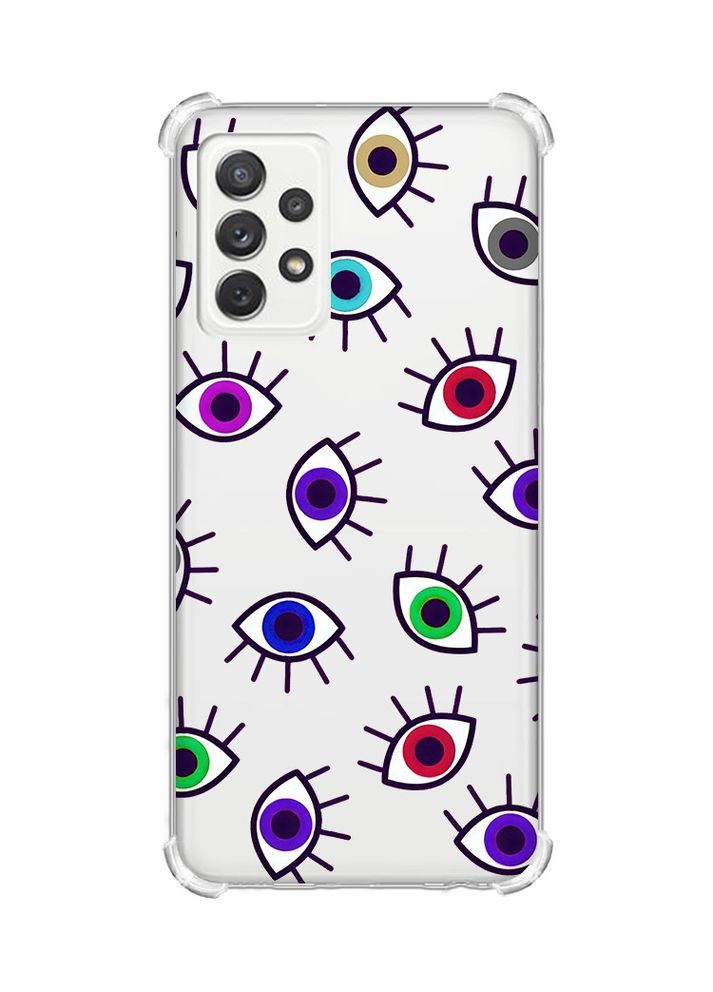 Чехол с утолщёнными углами на Samsung Galaxy A72:: Разноцветные глаза (принт 336) Creative (360663275)