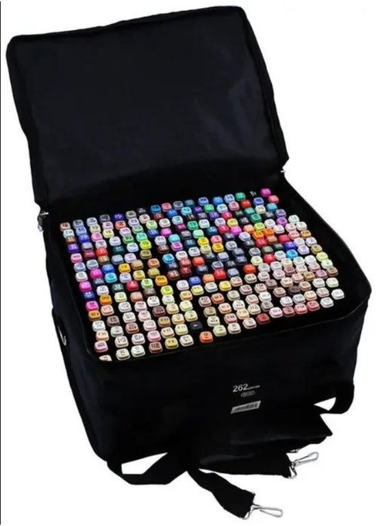 Набір скетч-маркерів для малювання двосторонні 2 стрижня кулястий і клиноподібний 262шт Black No Brand (370709454)