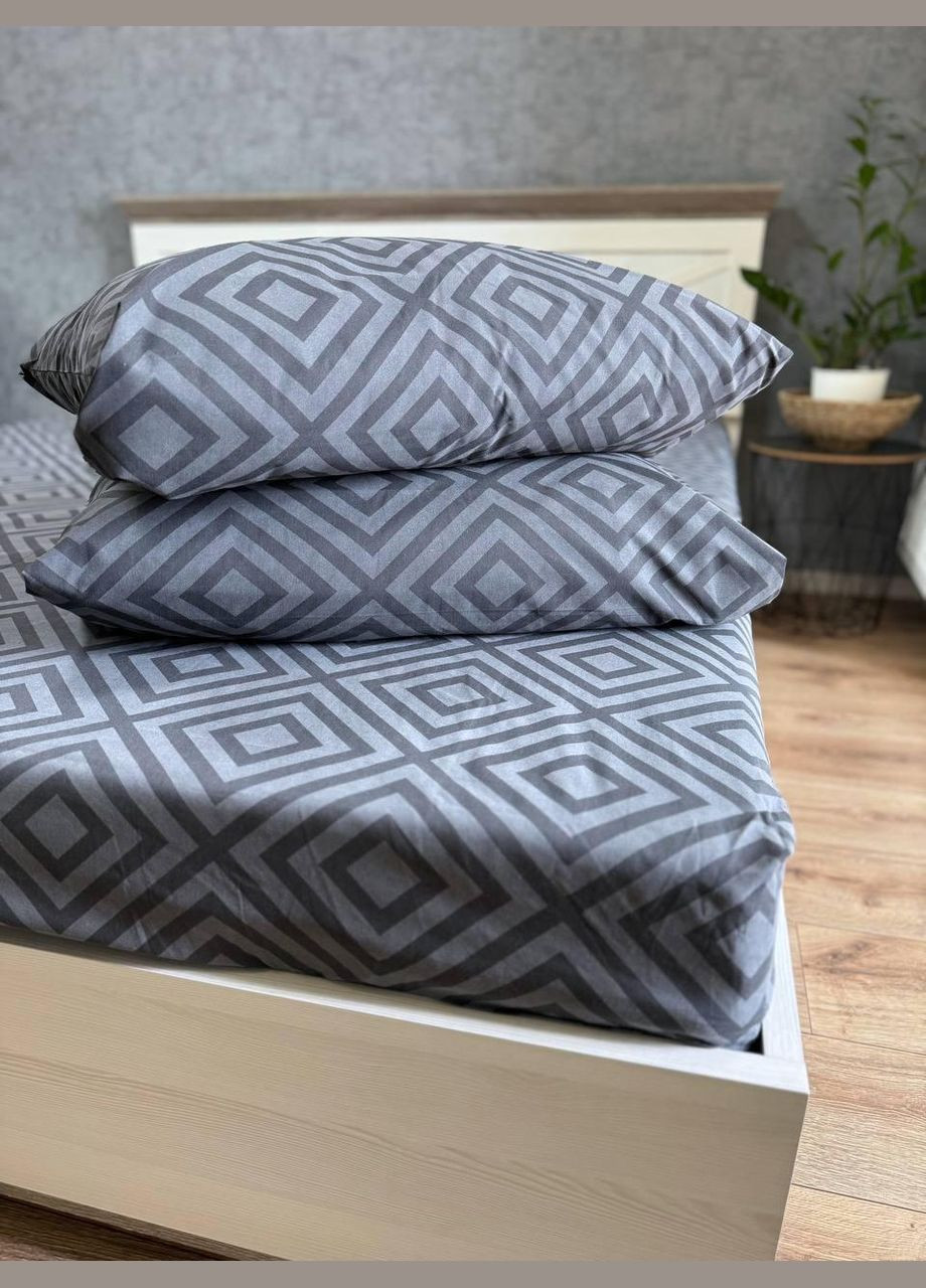 Простирадло на резинці Бязь Gold 200х160х20 см + наволочки 70х70 см 2 шт Синій (П4К-les-rezinka-002-02 70х70) No Brand (315734307)