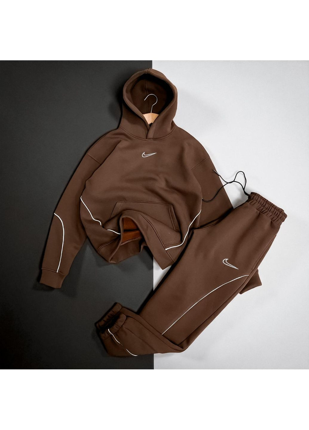 Мужской зимний спортивный костюм оверсайз Nike коричневый No Brand (370604022)