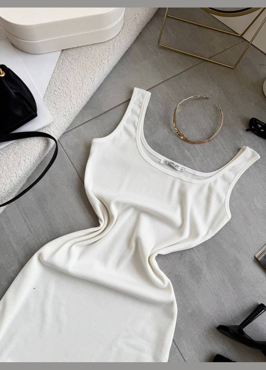 Молочное повседневный мини платье в рубчик силуэтная Adelante однотонное