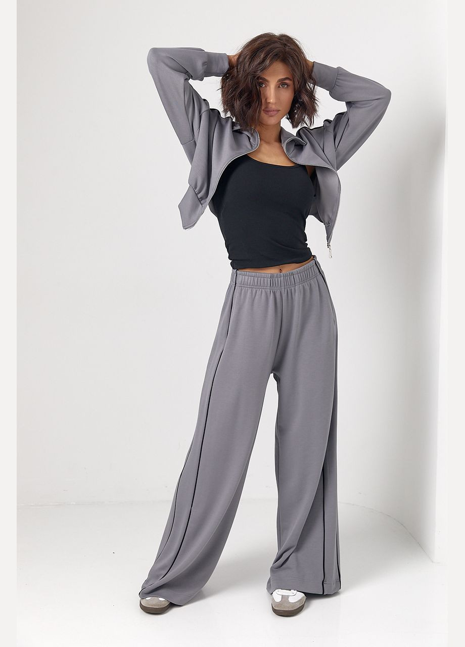 Спортивний костюм з коротким худим на блискавці і прямими штанами Lurex (319311907)