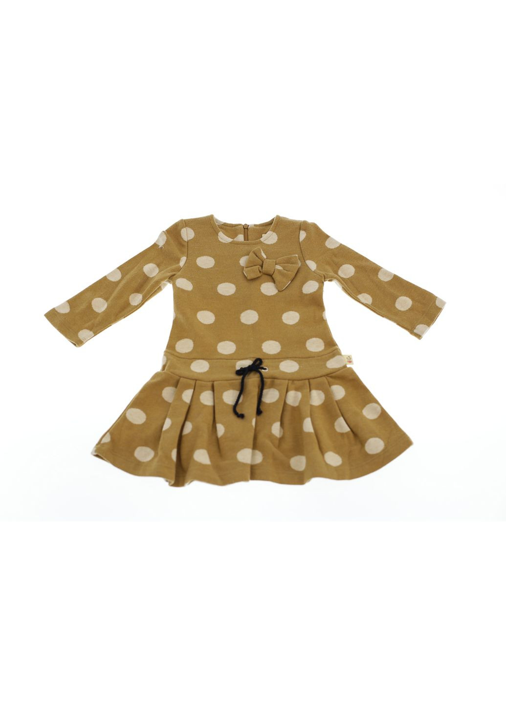 Бежевое платье с длинным рукавом флисовое в горошек бежевое 98 см (34705) BABYKROHA (323469482)