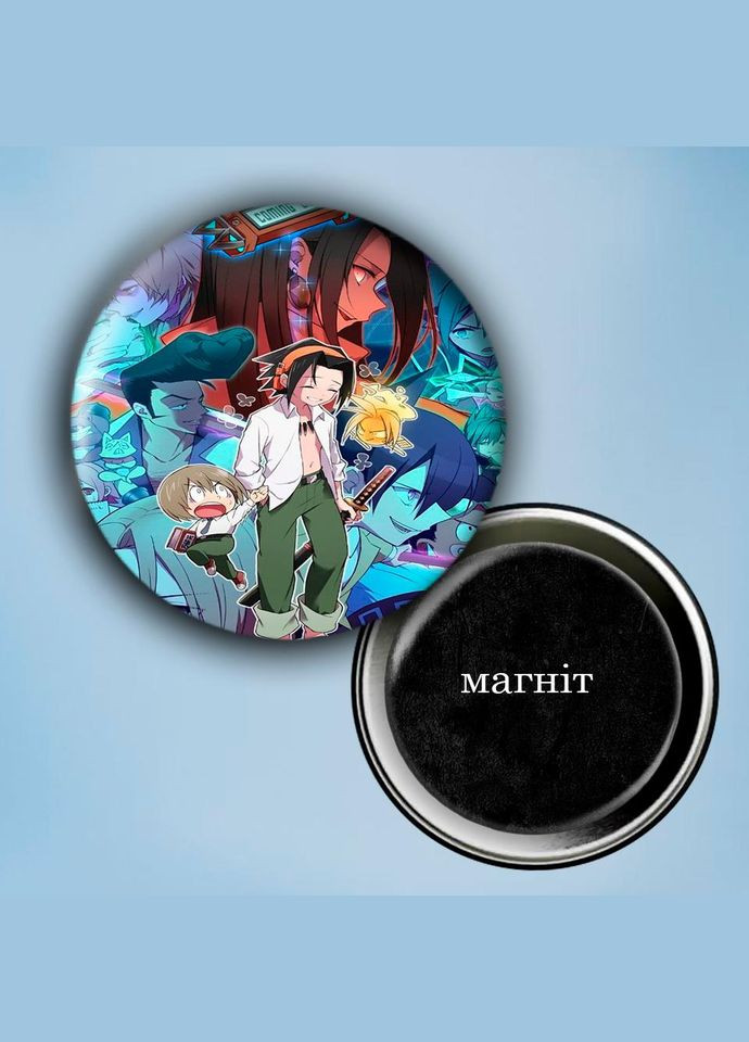 Фотомагнит (магнит на холодильник) Аниме Шаман кинг #0004 56 мм черный No Brand (309152090)