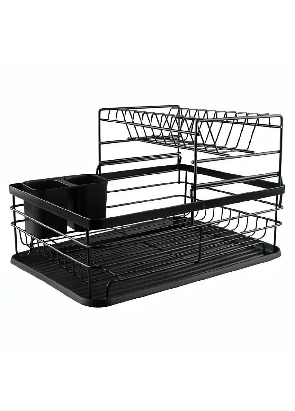 Сушарка органайзер підставка дворівнева з піддоном склянкою для кухонного приладдя 43×32×27 см (480918-Prob) Unbranded (347729770)