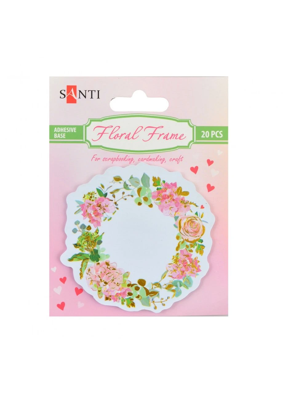 Набор бумажных декоров " " /742546/ с клейким слоем “Floral frame”, фольгированный, 75 мм, 20 шт в уп. (1/12/432) Santi (393783159)