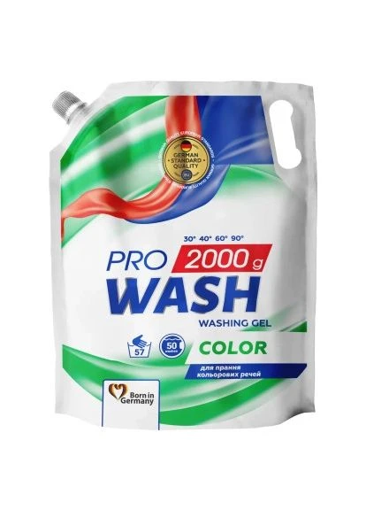 Гель для прання Color Дой-пак 2 кг (4823128002444) Pro Wash (396875917)