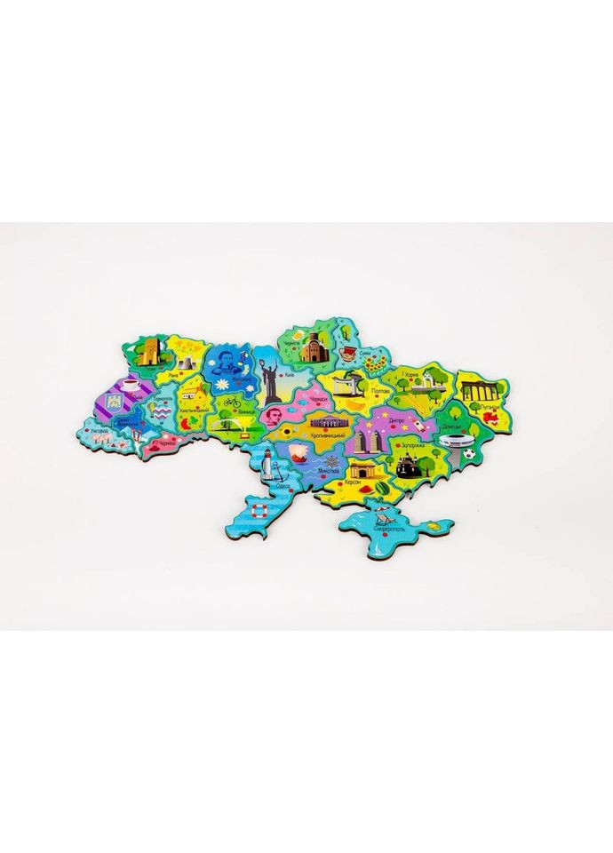 Деревянный магнитный пазл А4 "Карта Украины" PuzA4-22926, 25 элементов PuzzleOK (315023102)