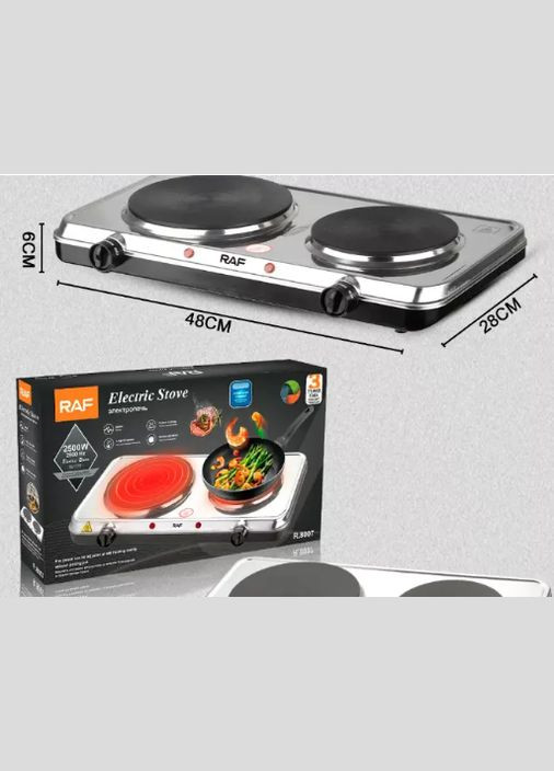 Плита двоконфоркова електрична кухонна R.8007 настільна переносна електроплита дискова RAF (297331726)