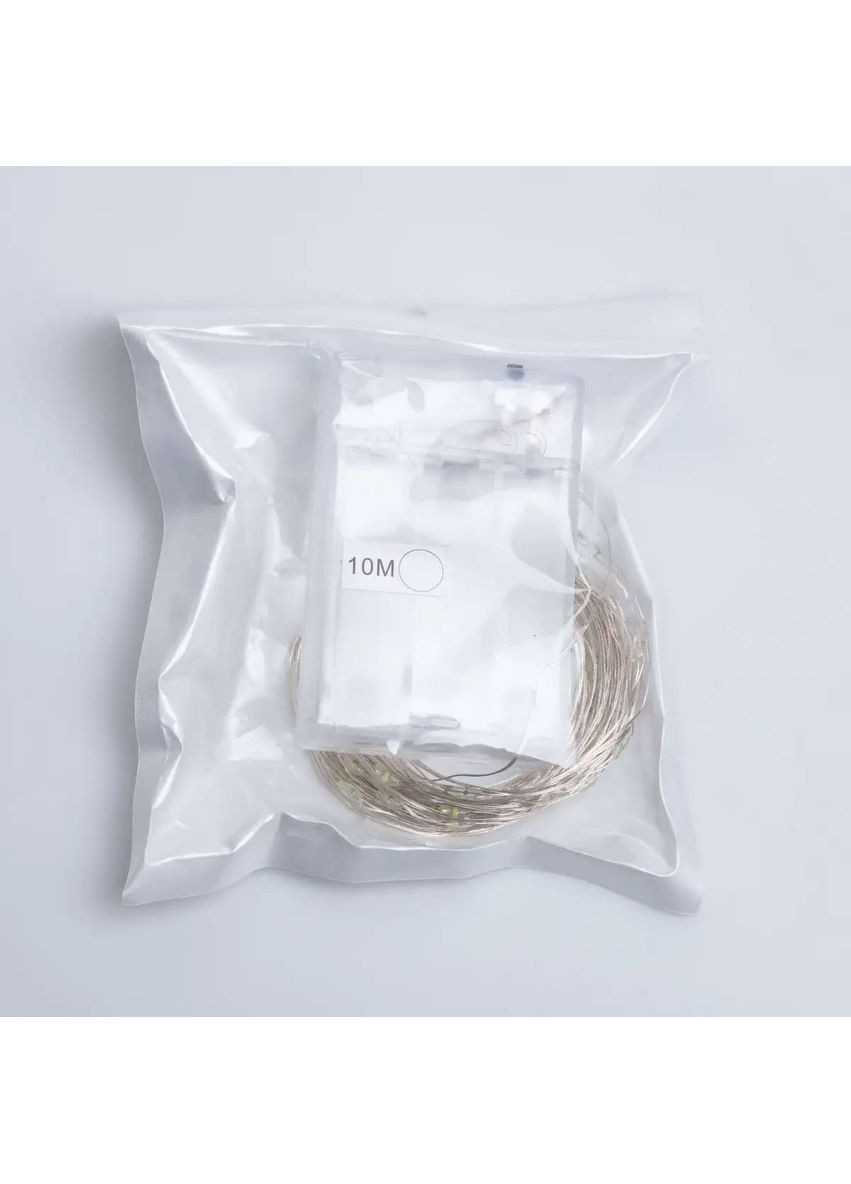 Гирлянда роса 10 метров капля на батарейках на 100 led белый провод белая 100L10MWW (A-033171) Garlando (358933665)