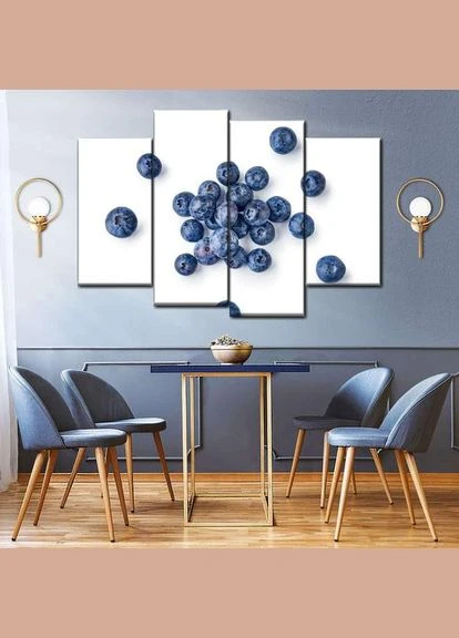Модульная картина из четырех частей Голубика 89x56 см (M4_M_180) Art Studio Shop (379846669)
