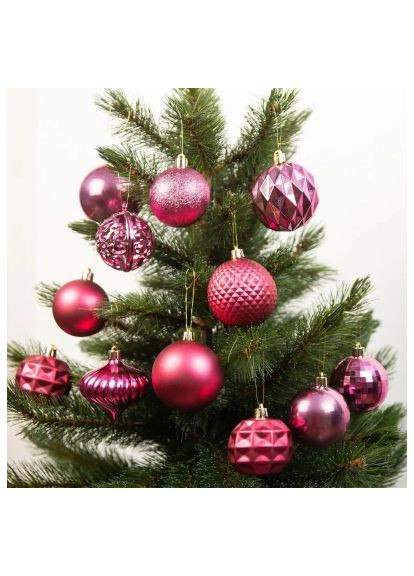 Елочная игрушка Шарики и украшения Пластик 60 шт D7 см D6 см Фуксия (8720967923786) House Of Seasons Кульки і прикраси Пластик 60 шт D7 см D6 см Фуксія (368561969)