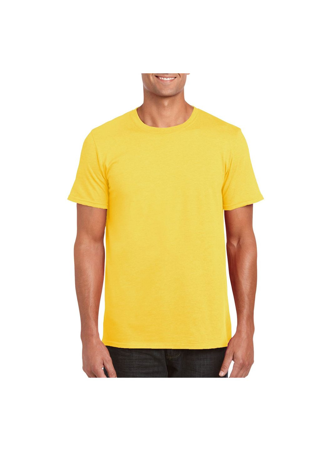 Жовта футболка чоловіча однотонна жовта 64000-122c з коротким рукавом Gildan Softstyle