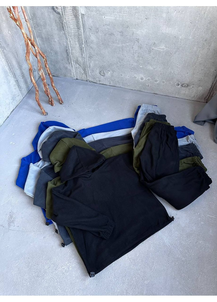 Синий демисезонный костюм базовый детский унисекс,двусторонний флис,не кшлатиться,не линяет,кофта с капюшоном и брюки Україна