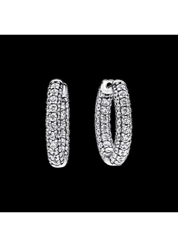 Серебряные серьги Пандора кульчики "Строчка паве" 292624C01 Kabluchka (355344735)