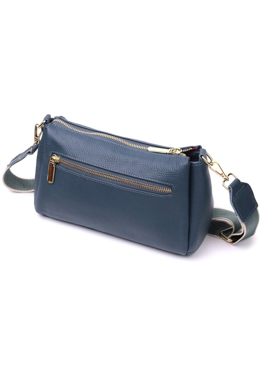 Жіноча практична кроссбоді через плече з натуральної шкіри синя 22287 Vintage (329196794)