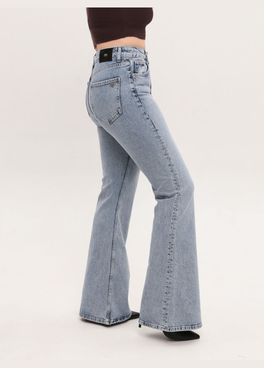 Джинси жіночі блакитні клеш з високою посадкою Клеш Cracpot - (329694166)