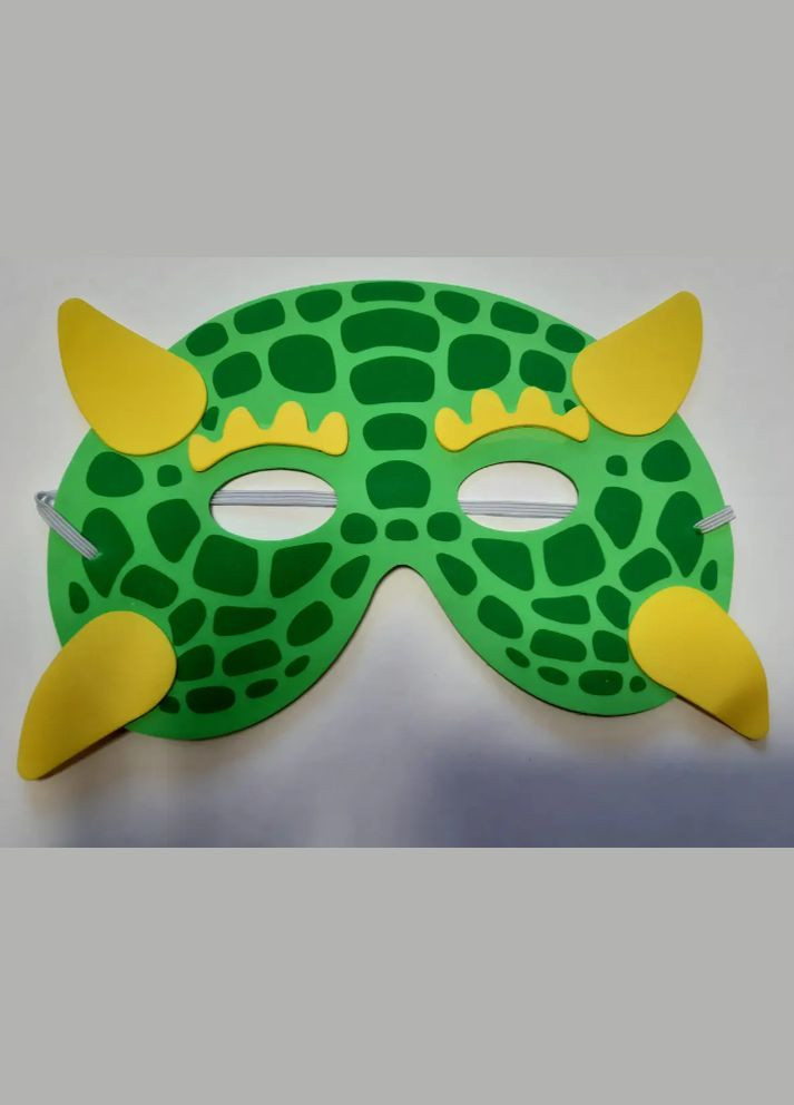 Дитяча маска Динозавр святкова 17 на 12 см зелено-жовтий Jannet Маска (317204689)