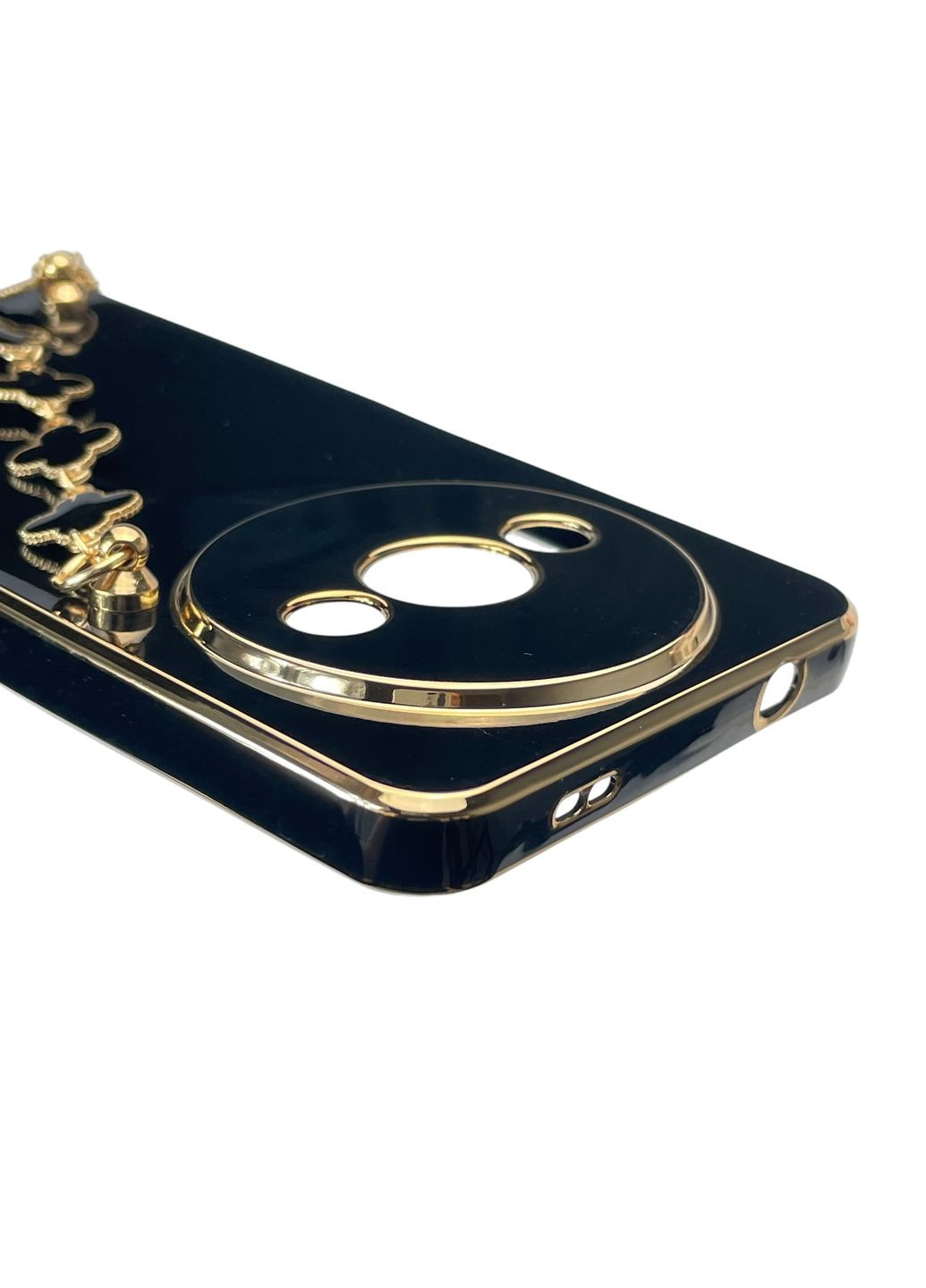 Чохол для телефона Redmi A3 жіночій із ремінцем з прикрасами та золотою окантовкою на сяомі редмі а3 чорний gs1 Xiaomi (366230539)