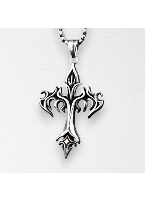 Ретро підвіска-тотем Хрест "Огнем і Хрестом" у формі давнього хреста 5.5 см на ланцюжку 60 см AurumLux263 Liresmina Jewelry (301580460)