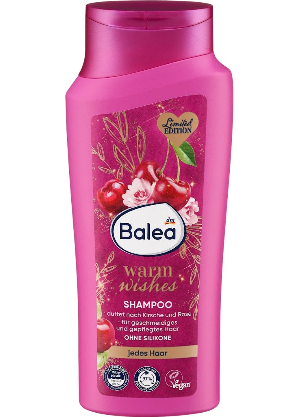 Шампунь Shampoo Warm Wishes 300 мл догляд та м’якість волосся з ароматом вишні та троянди Balea (361119585)