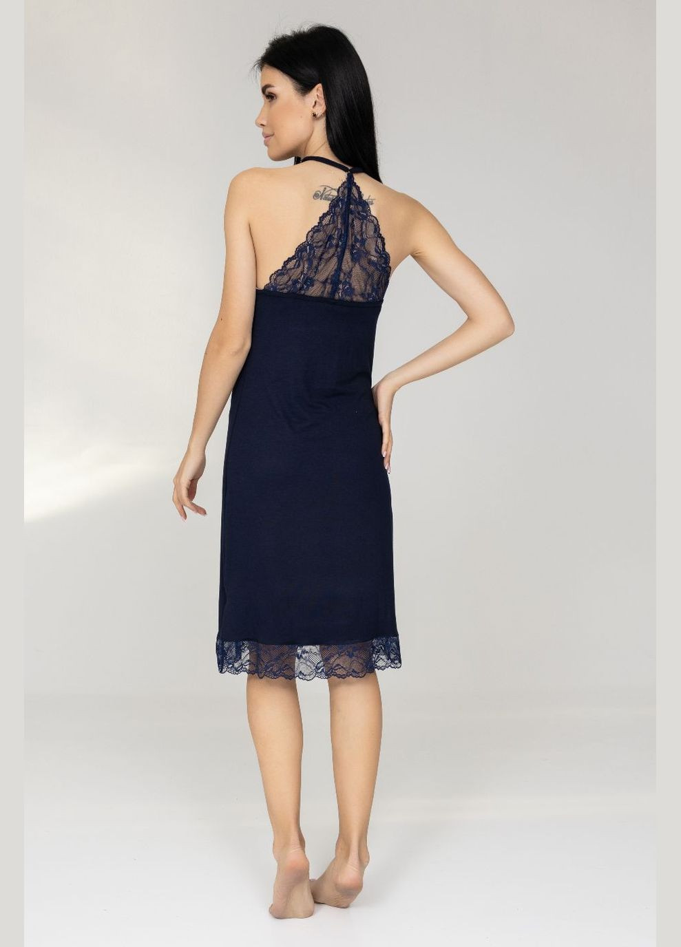 Синій демісезонний нічна сорочка мереживна нс1200 синій MiaNaGreen