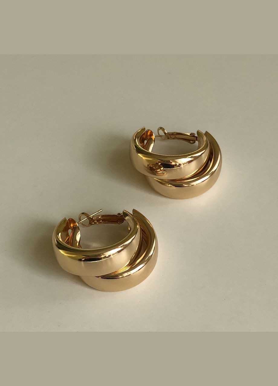 Серьги двойные кольца Золотой (12-139) No Brand (314931096)