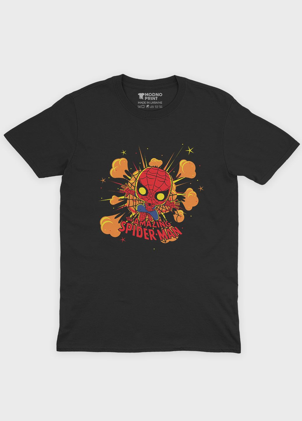 Черная мужская футболка с принтом супергероя - человек-паук (ts001-1-bl-006-014-056) Modno