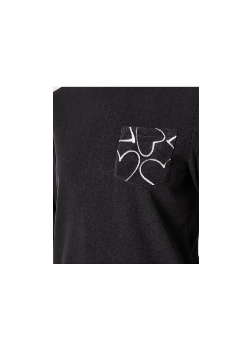 Чорна зимня жіноча флісова піжама, домашній костюм лонгслів + брюки Esmara