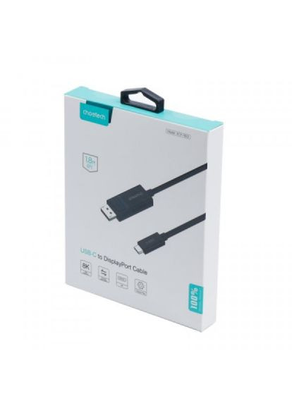 Кабель мультимедійний USBC to DisplayPort 1.8m 8K 30Hz (XCP-1803-BK) CHOETECH usb-c to displayport 1.8m 8k 30hz (287338617)
