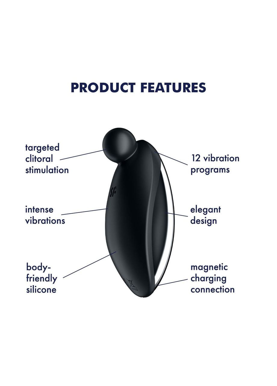 Вібратор для зовнішньої стимуляції Spot On 2 Black, дуже потужний, гнучкий відросток Satisfyer (303881069)