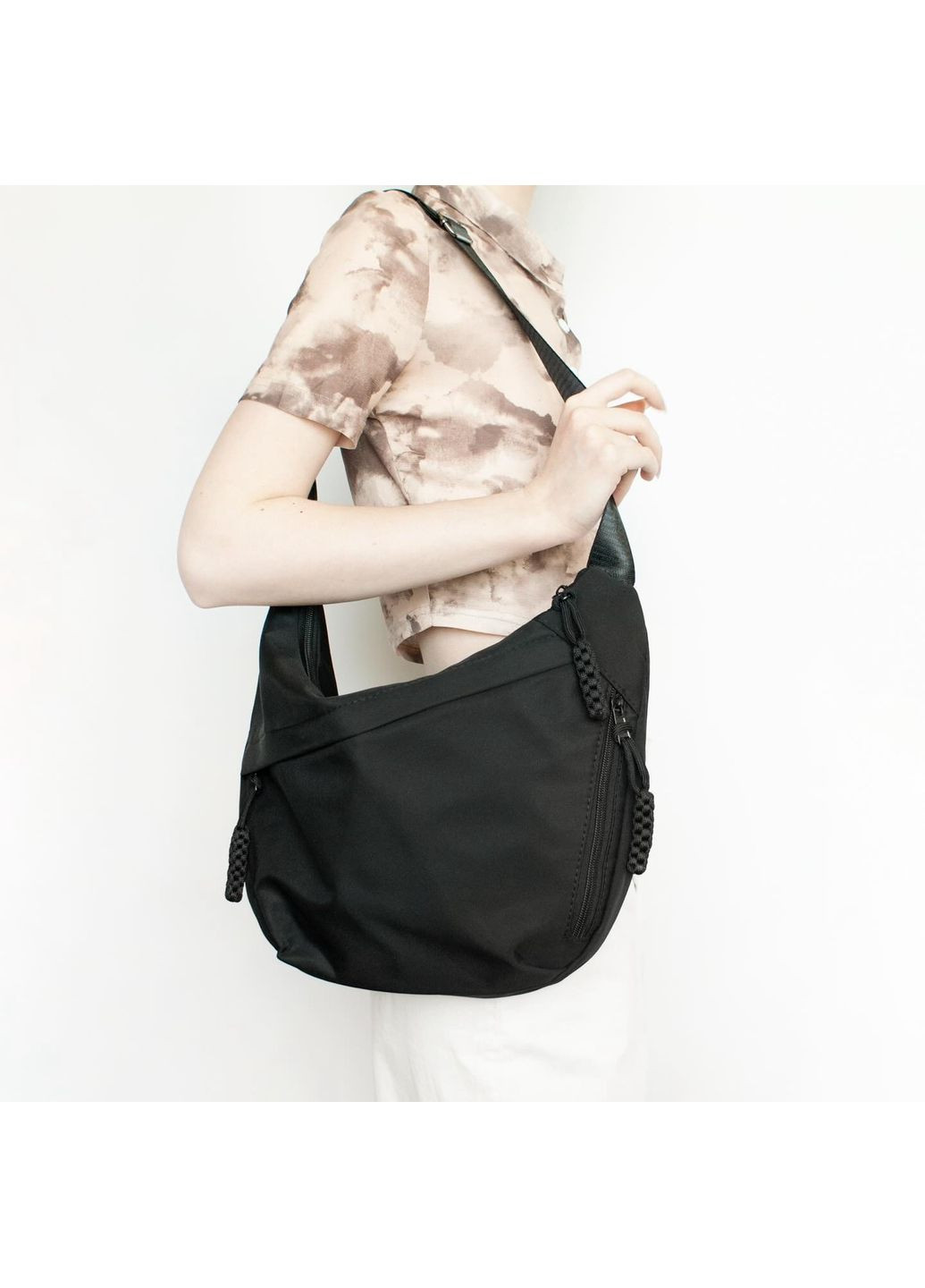 Чорна водонепроникна сумка в університет шкільний месенджер через плече вміщує А4 великий корейський стиль шопер 3 відділення No Brand (351386164)