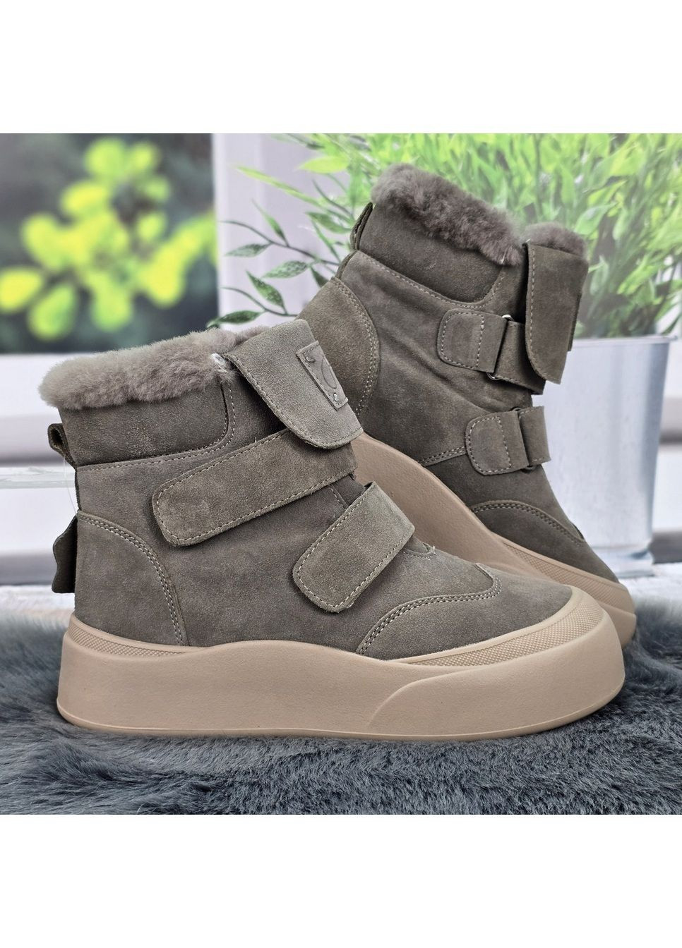 Черевики жіночі зимові чорні з натуральної замші на овчині Hengji (369481304)