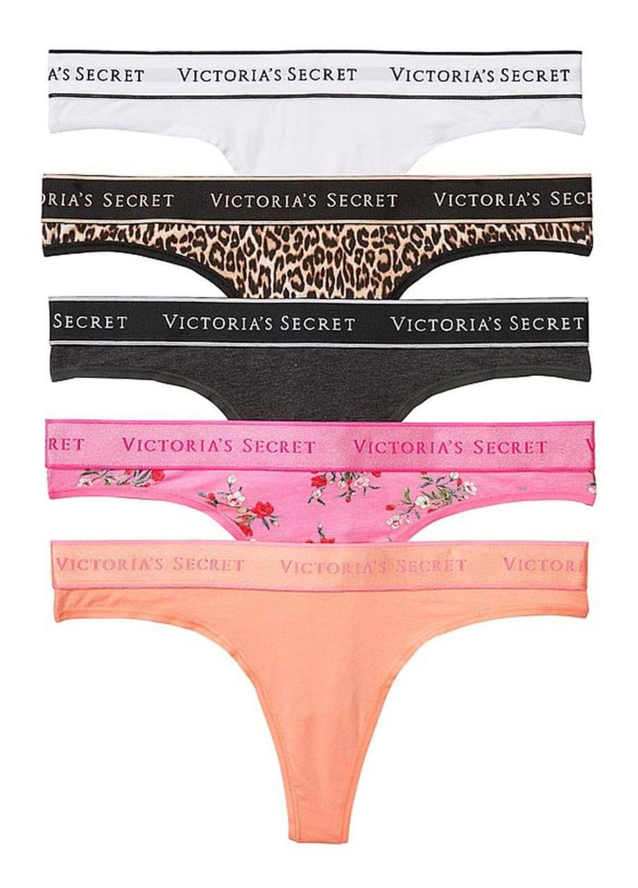 Набір трусиків стрінги 5 шт. S Різнокольоровий Victoria's Secret (294292196)
