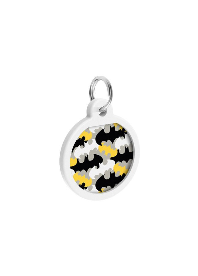 Адресник для собак та котів металічний Smart ID з QR паспортом, малюнок "Бетмен візерунок", круг, Д 25 мм WAUDOG (365061867)